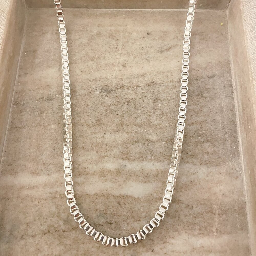 925 Sterling Silver Box Chain Necklace 4 MM Box Chain Statement Necklace
